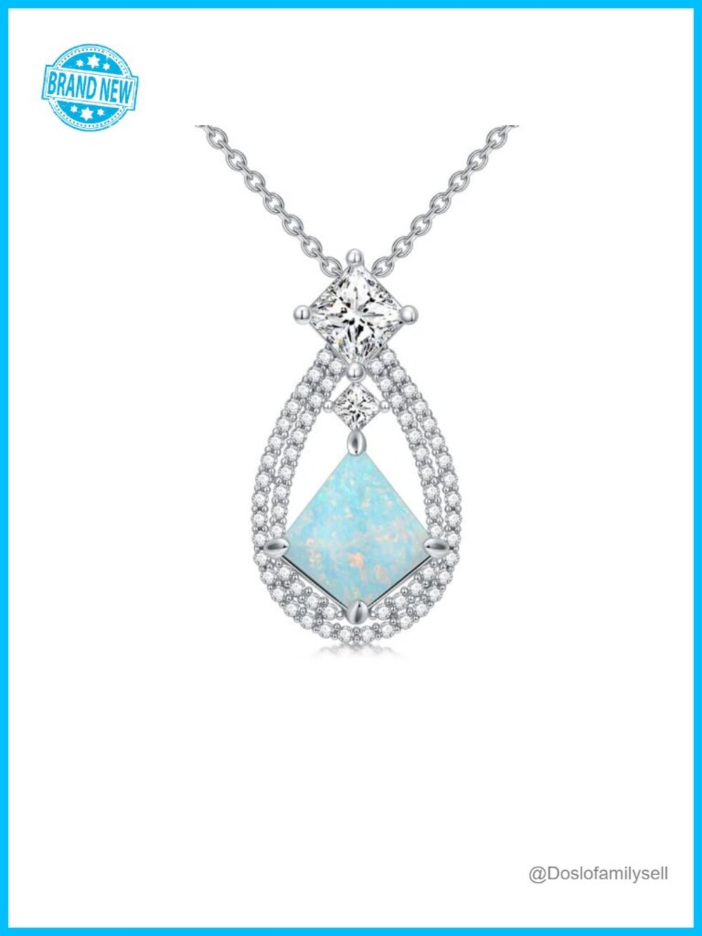 925 Sterling Silver Opal Pendant Necklace for Women Hypoallergenic